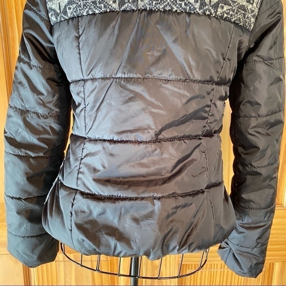 Bernardo Collection B Fleece Faux Fur Geometric Print Puffer Coat Black XS - Picture 9 of 13